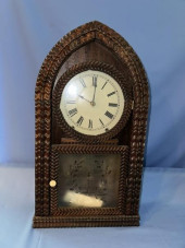 CLOCK, MANTEL, ETCHED LOWER DI