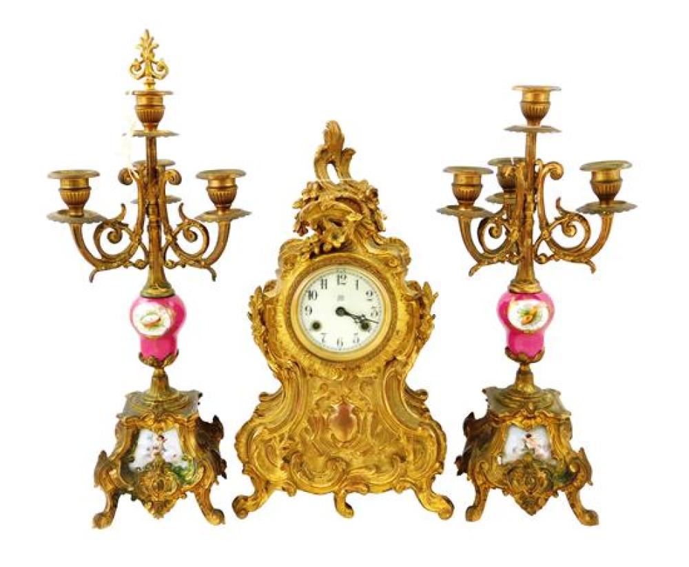 CLOCK: MANTLE CLOCK AND TWO