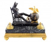 CLOCK: MARBLE AND BRONZE NAPOL