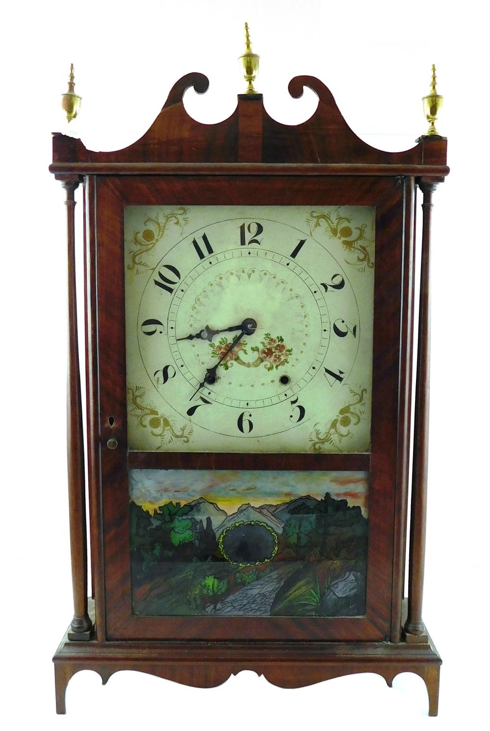 CLOCK: PILLAR AND SCROLL SHELF