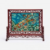 CLOISONNE DRAGON TABLE SCREEN,