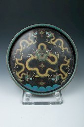 CLOISONNE ENAMEL 'DRAGON' PLAT