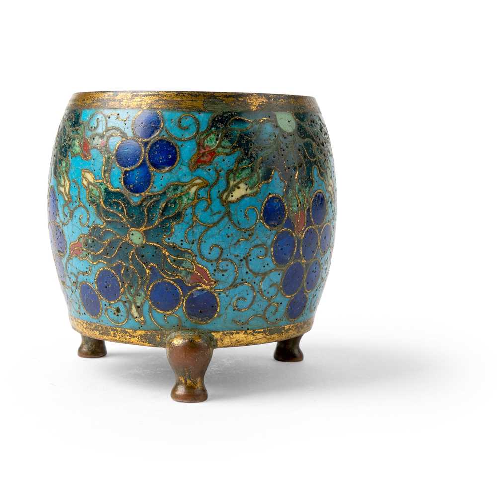 CLOISONNÉ ENAMEL 'GRAPES' TRIPOD