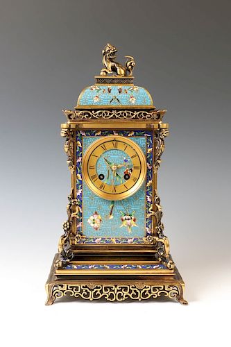 CLOISONNE ENAMEL MANTEL CLOCKWith a