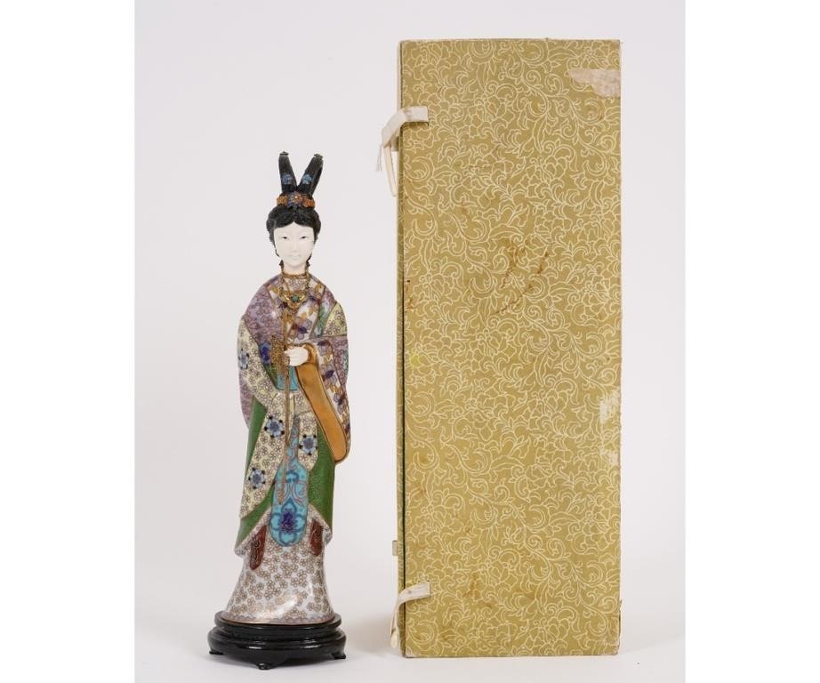 Cloisonne figure of a woman,