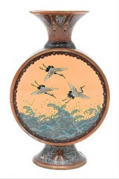 CLOISONNE MOON VASE, HAVING CR