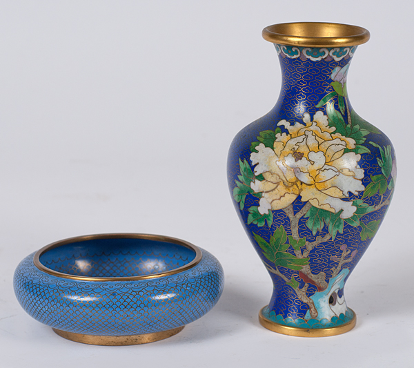 Cloisonne Vase and Bowl Chinese two