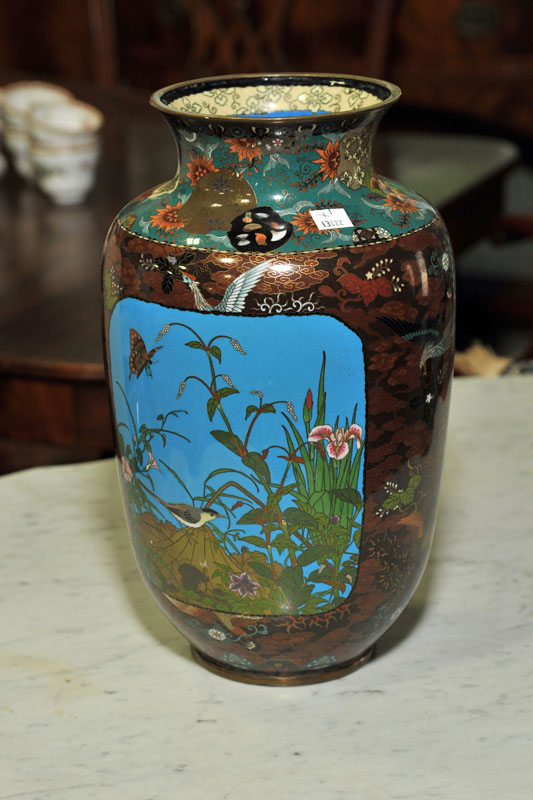 CLOISONNE VASE. Enameled 