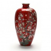 CLOISONNE VASE WITH CHERRY BLO