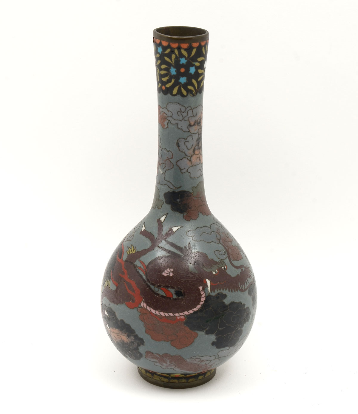 CLOISSONE DRAGON BOTTLE VASE: