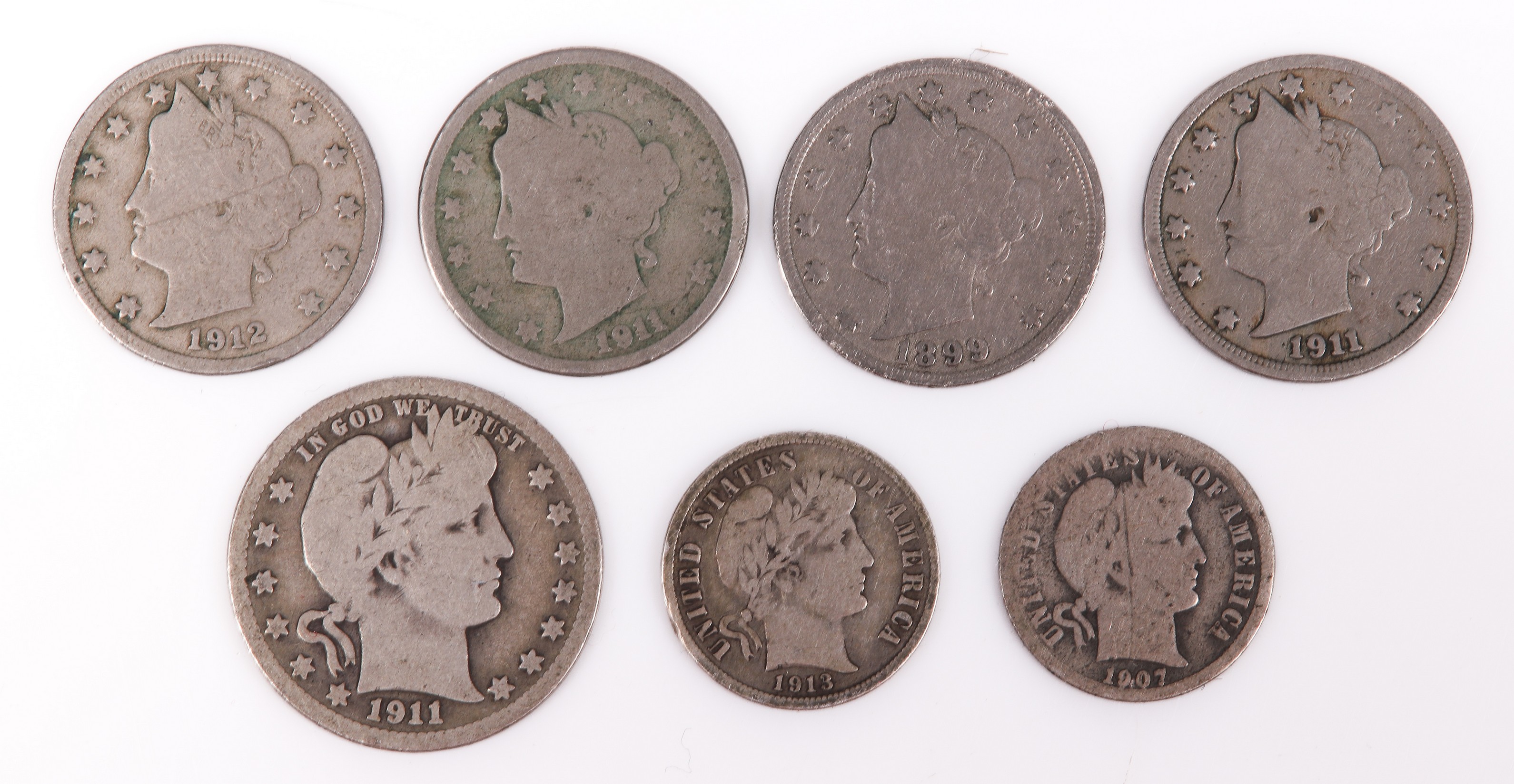 c/o (4) V nickels, 1911 barber