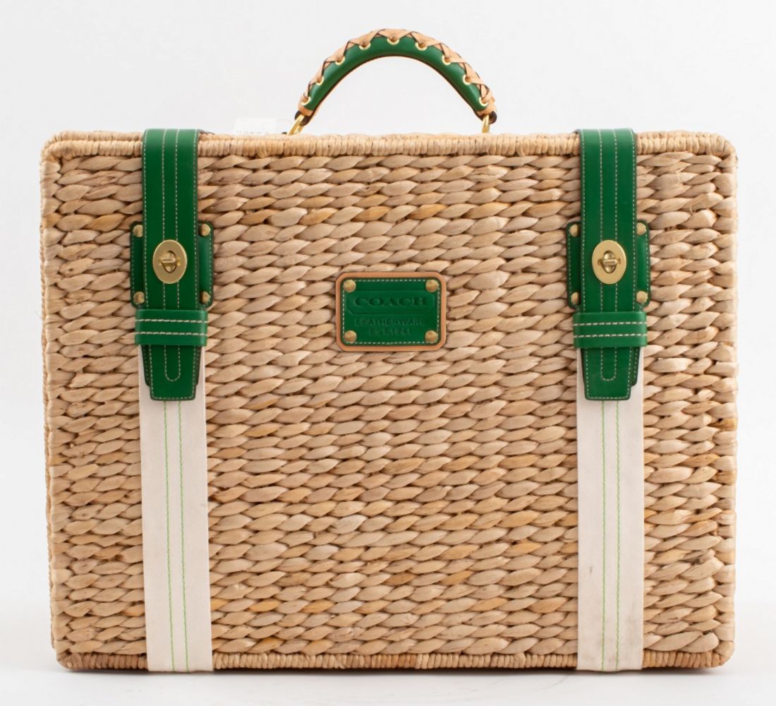 COACH LEATHER BOUND PICNIC BASKET