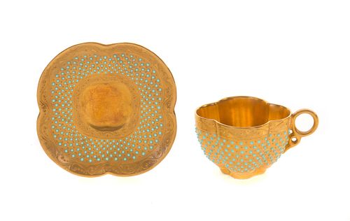 COALPORT BLUE DOT ON GOLD CHICAGO