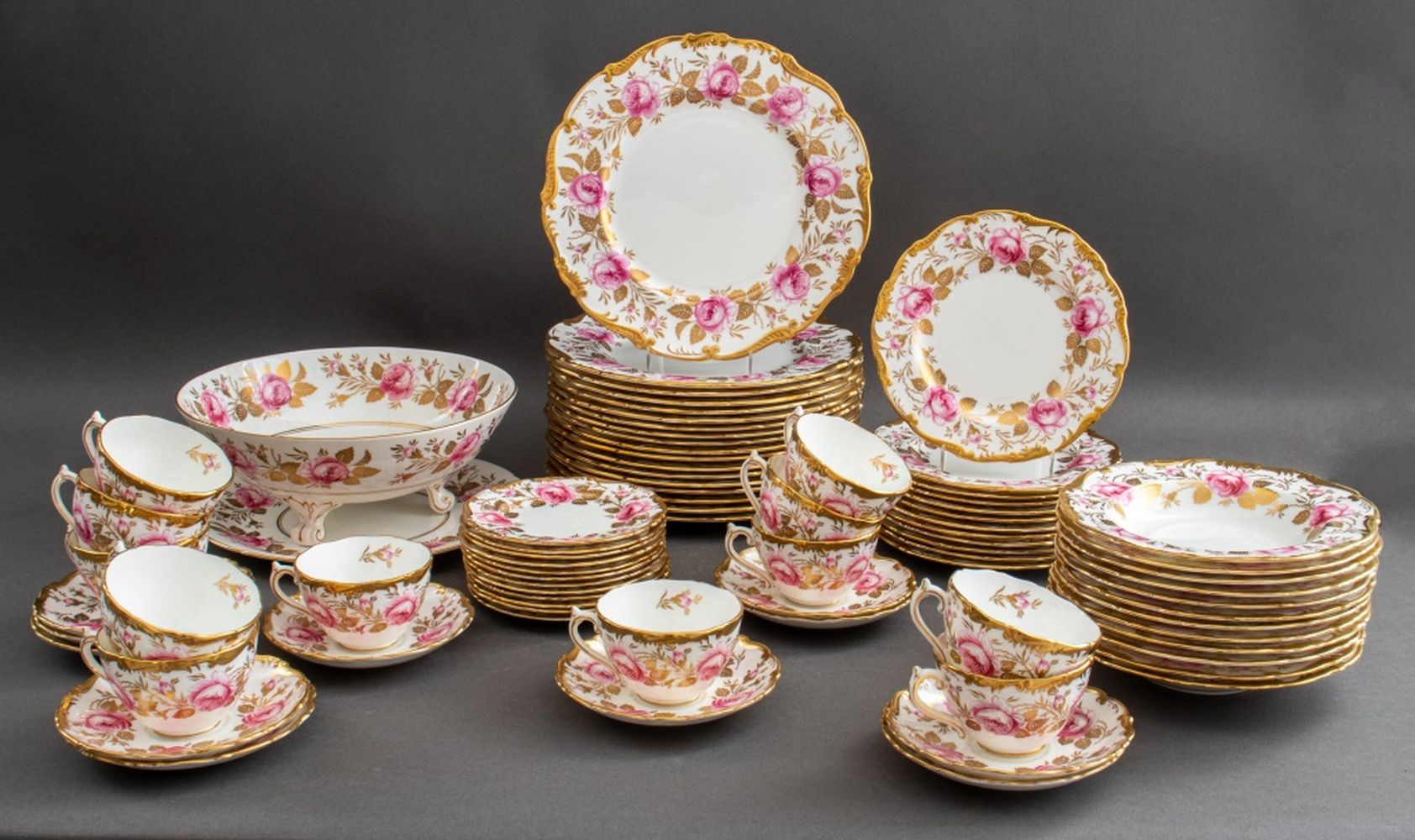 COALPORT CHINA ROSE BORDERED DINNER