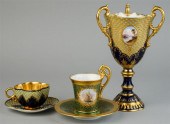 COALPORT 'JEWELED' URN AND TWO