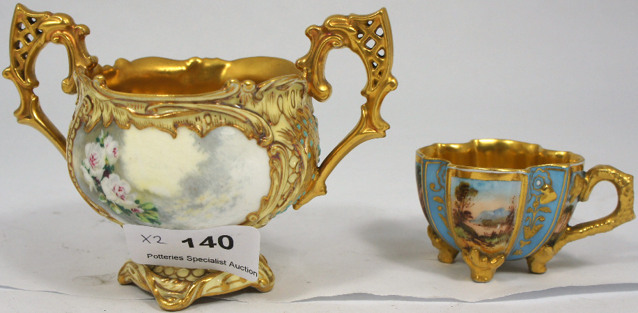 Coalport two Handled Gilded Vase
