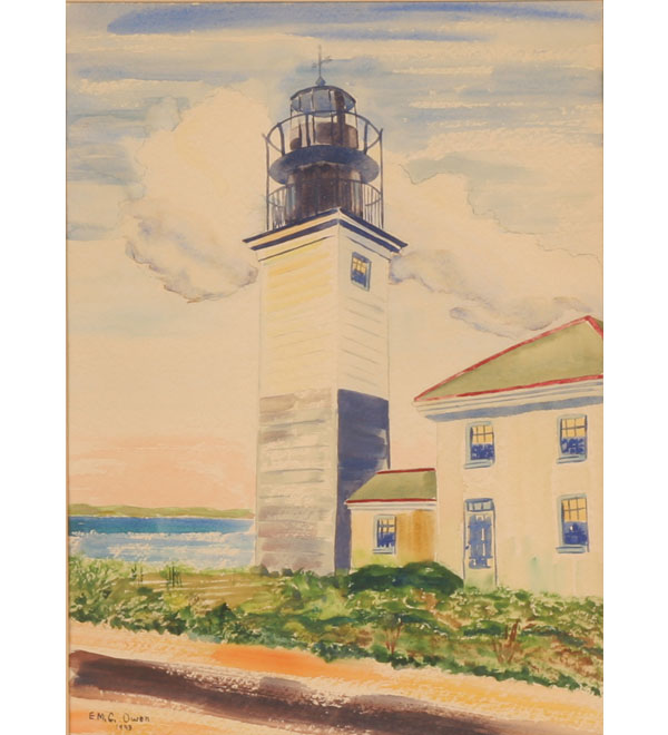 Coastal lighthouse watercolor