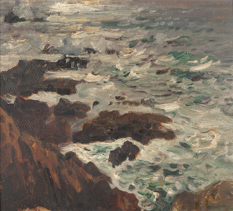 Coastal waves and rocks oil on