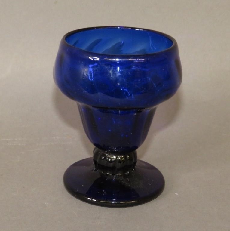 COBALT BLOWN PATTERN MOLDED GLASS