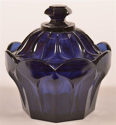 COBALT BLUE FLINT GLASS COVERED