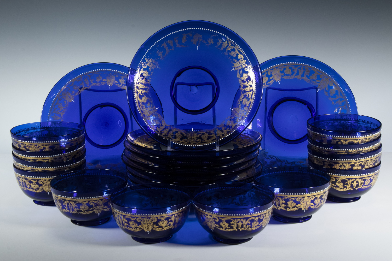 COBALT BLUE GLASS PLATES & BOWLS
