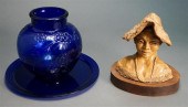 COBALT BLUE GLASS POKAL WITH T