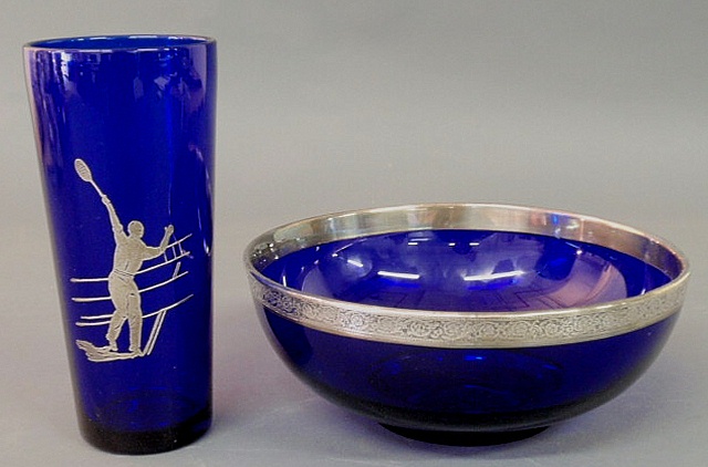 Cobalt blue glass vase with