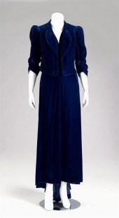 Cobalt blue silk velvet gown