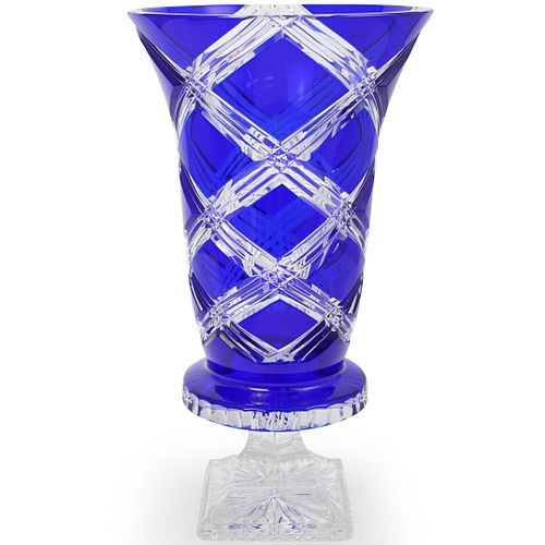 COBALT CRYSTAL CUT VASEDESCRIPTION: