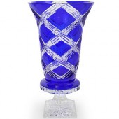 COBALT CRYSTAL CUT VASEDESCRIP