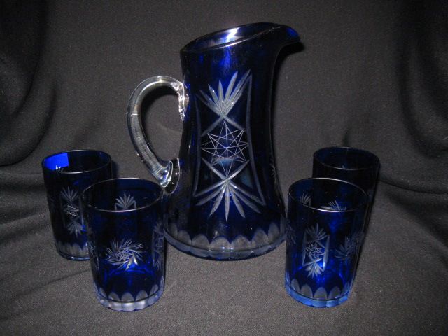 Cobalt Cut-to-Clear Beverage Set