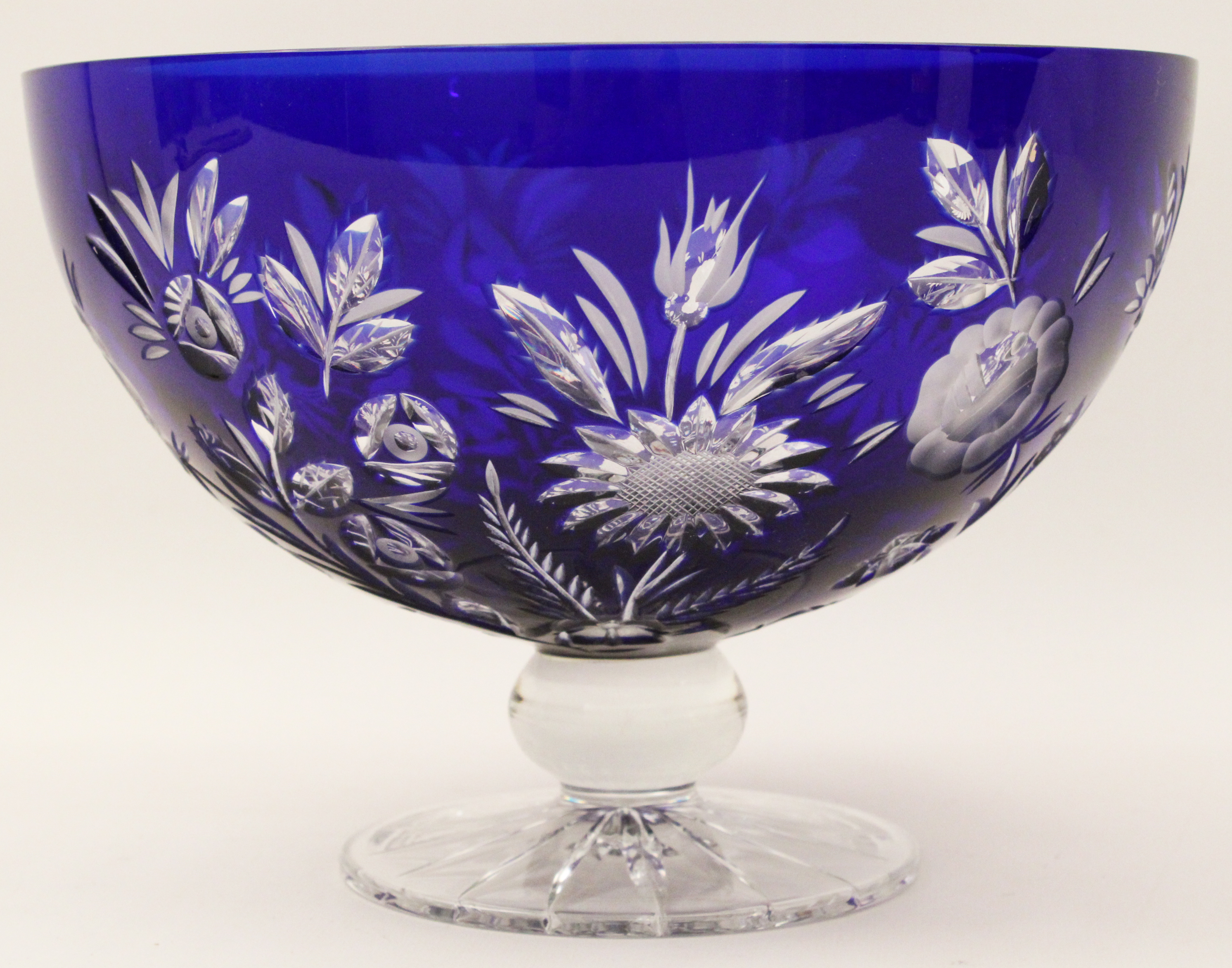 COBALT CUT TO CLEAR FOOTED 10" BOWL