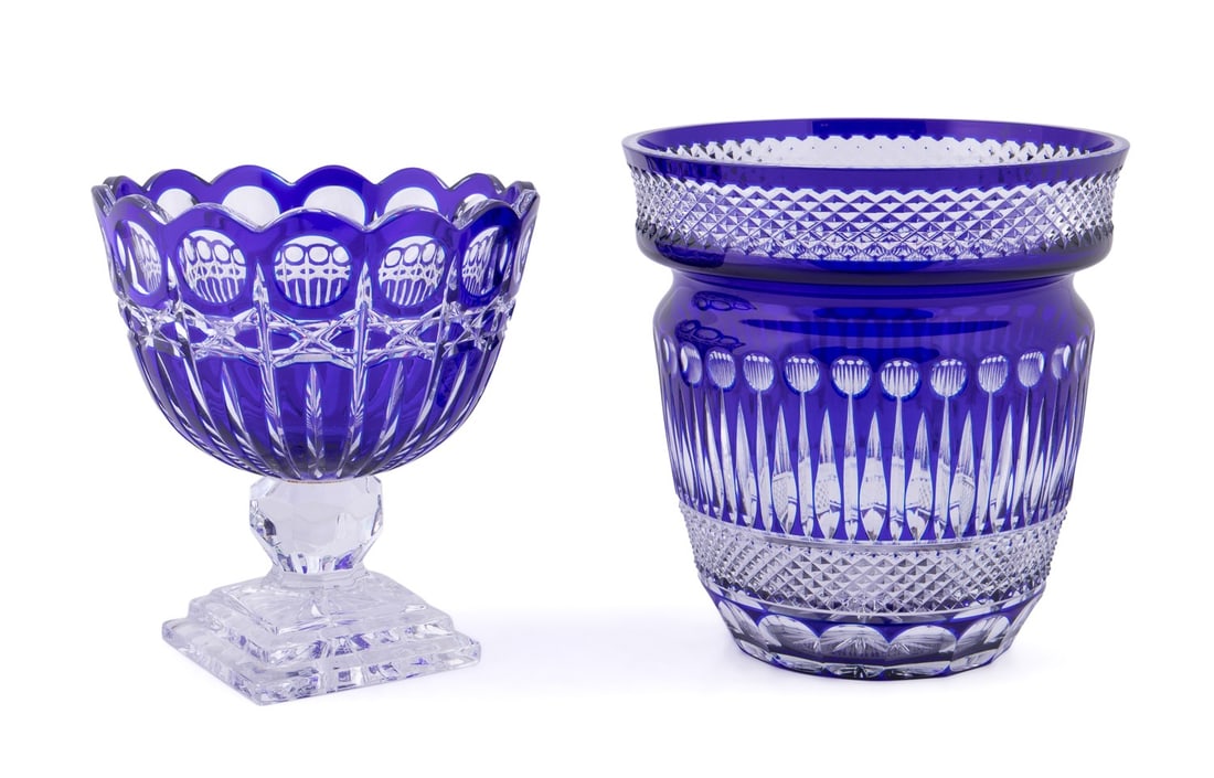 COBALT CUT TO CLEAR VASE &