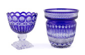 COBALT CUT TO CLEAR VASE & CHA