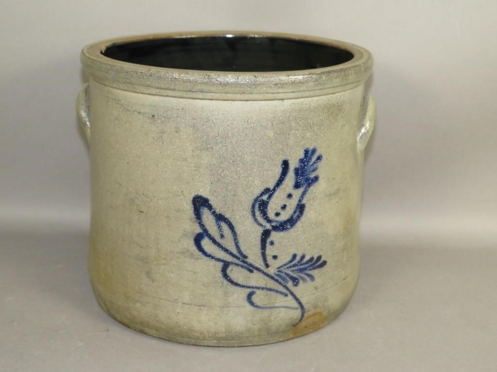 COBALT DECORATED STONEWARE CROCKca.