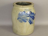 COBALT DECORATED STONEWARE JAR