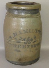 COBALT DECORATED STONEWARE JAR