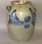 COBALT DECORATED STONEWARE JAR
