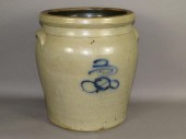 COBALT DECORATED STONEWARE JAR