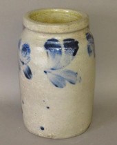 COBALT DECORATED STONEWARE JAR
