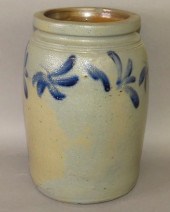 COBALT DECORATED STONEWARE JAR