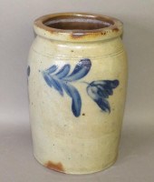 COBALT DECORATED STONEWARE JAR