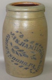 COBALT DECORATED STONEWARE JAR