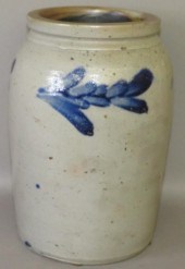 COBALT DECORATED STONEWARE JAR