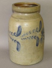 COBALT DECORATED STONEWARE JAR