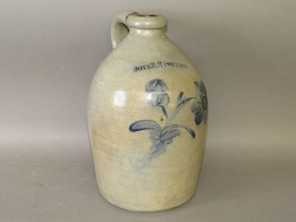 COBALT DECORATED STONEWARE JUG BY