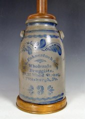 COBALT DECORATED STONEWARE PIT