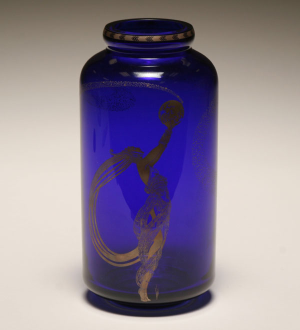 Cobalt "Fireflies" art glass vase