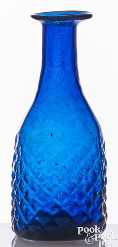 COBALT GLASS DIAMOND POINT CRUET OR