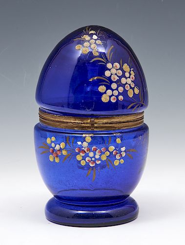 COBALT GLASS "EGG" WITH CORDIAL SET